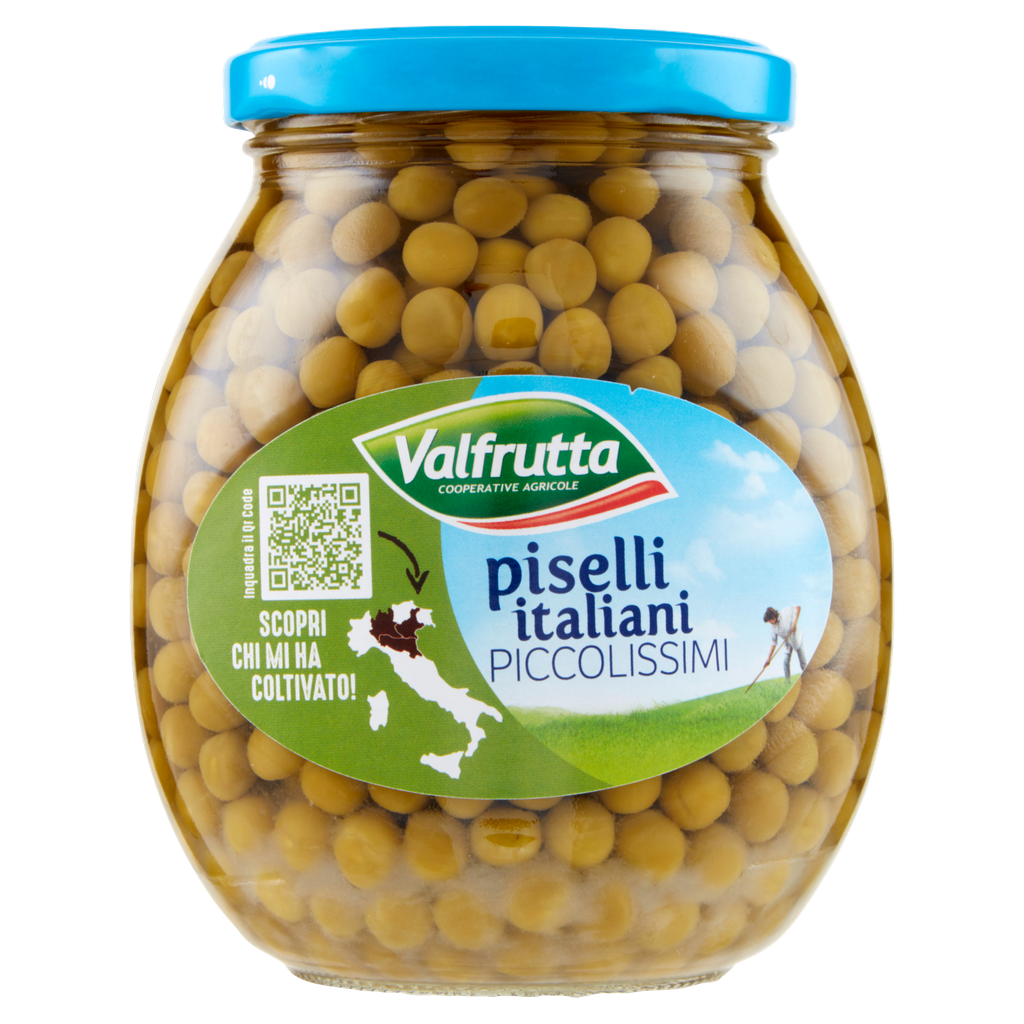Valfrutta kleine Erbsen Piselli im Glas, 370 g