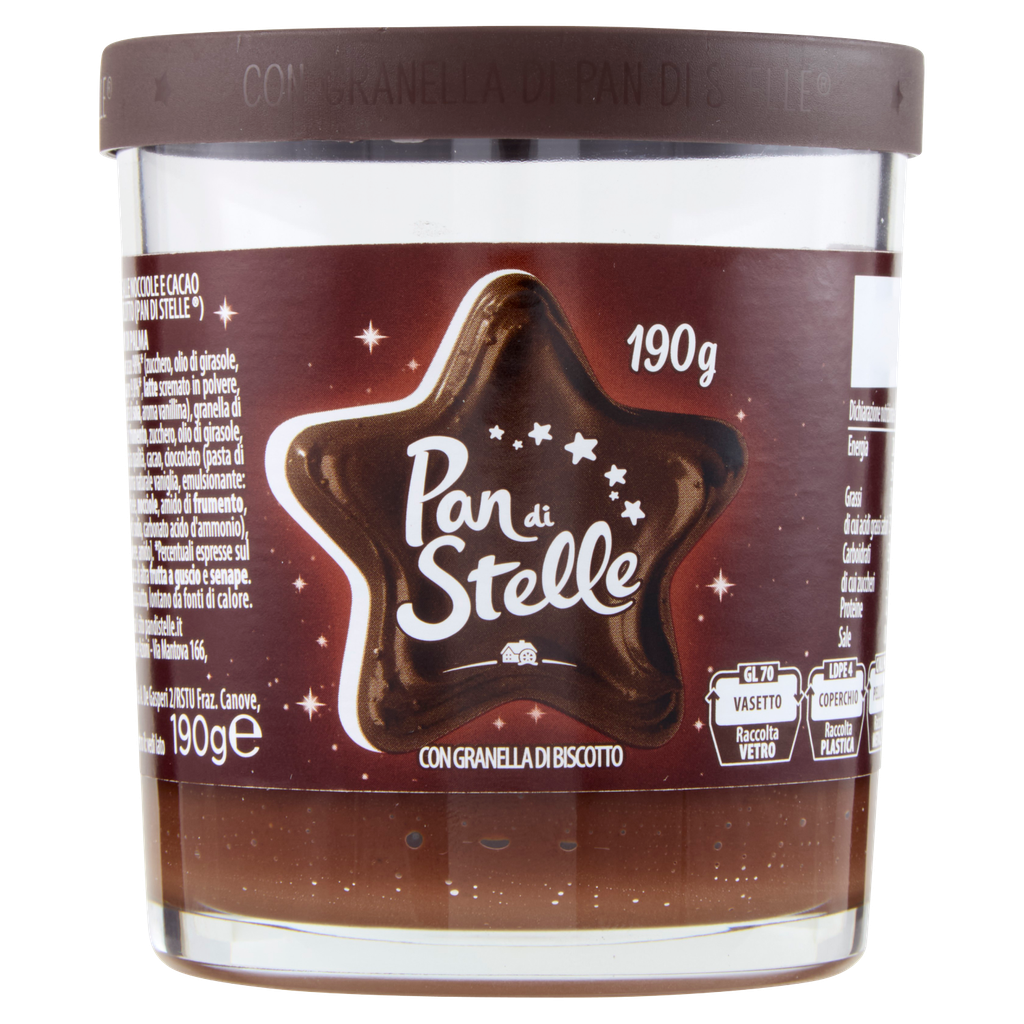 Pan di Stelle Crema 190 g – Haselnuss-Kakao-Aufstrich mit Keksstückchen
