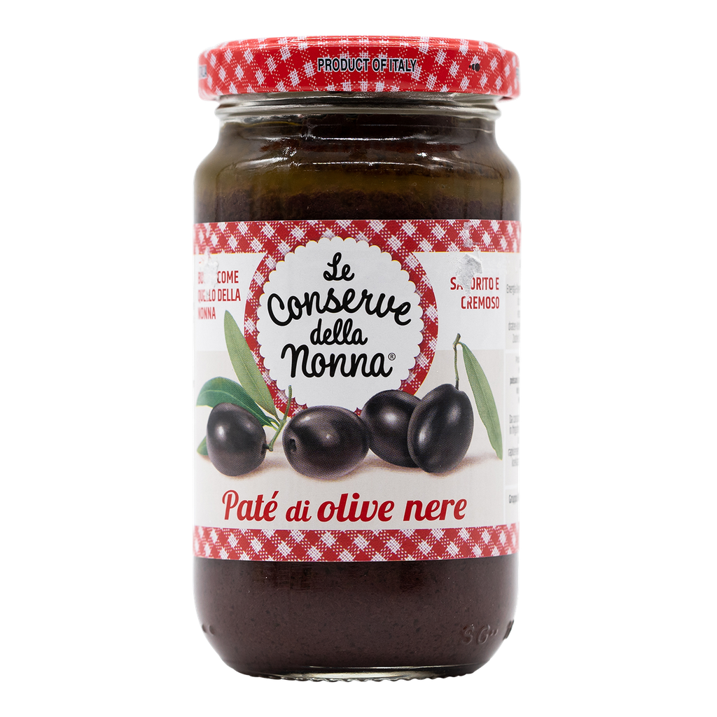 Conserve della Nonna Schwarze Olivenpaste mit Knoblauch und Chili 190 g