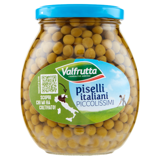 Valfrutta kleine Erbsen Piselli im Glas, 370 g