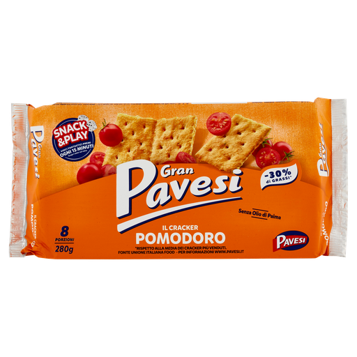 Gran Pavesi Cracker Pomodoro 280 g – italienische Tomaten-Kräuter-Cracker