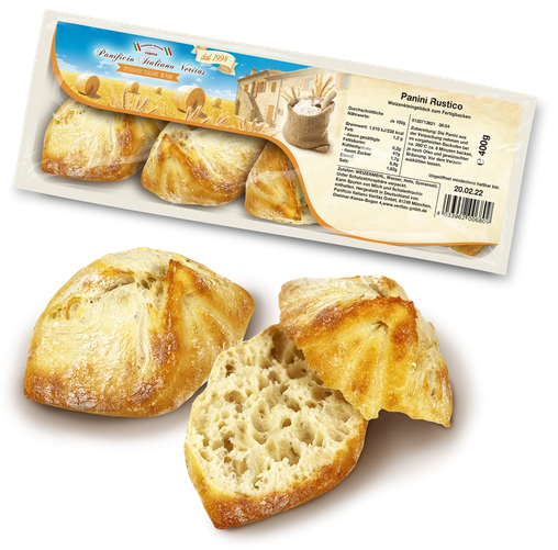 Panini Rustico von Panificio Italiano Veritas – vier italienische Weizenbrötchen, 400 g