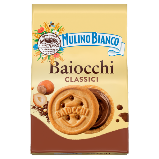 Mulino Bianco Baiocchi 260 g – gefüllte Kekse mit Haselnuss-Kakao-Creme
